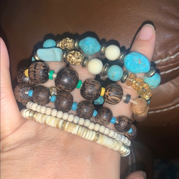 6 pcs used Bohemian Multi-Color Beaded Bracelet Set - Picture 5 of 6